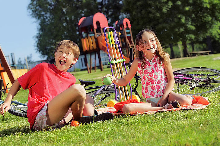 Children on holidays campsite